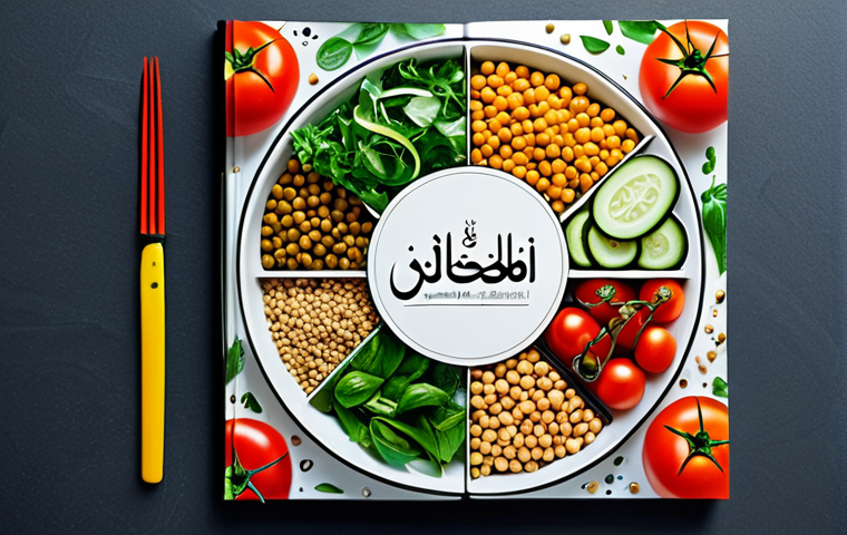 Professional Vegetarian Cookbook Cover**
"A vibrant cover for a vegetarian cookbook. The title 'صحة وهنا' (Health and Happiness) is elegantly displayed in Arabic calligraphy. A colorful array of fresh vegetables (tomatoes, cucumbers, peppers, leafy greens) and pulses (lentils, chickpeas) are artfully arranged in the background. The overall aesthetic is clean, modern, and inviting. safe for work, appropriate content, fully clothed, professional photography, high quality, perfect anatomy, natural proportions, professional, modest, family-friendly."
**